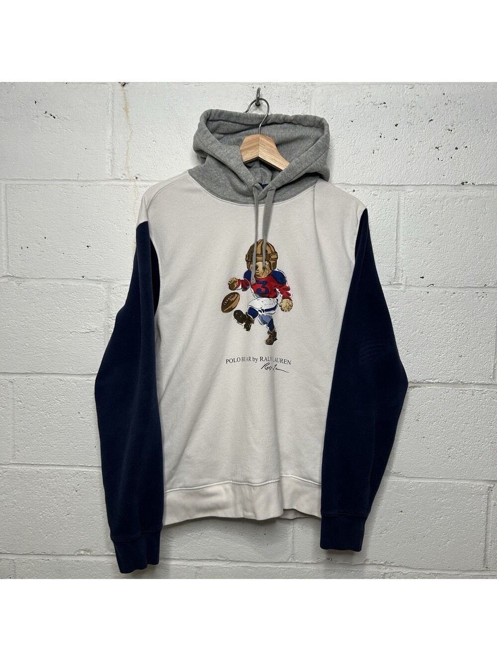 Polo Ralph Lauren Bear Super Bowl Football Colorblocked Sweatshirt Hoodie